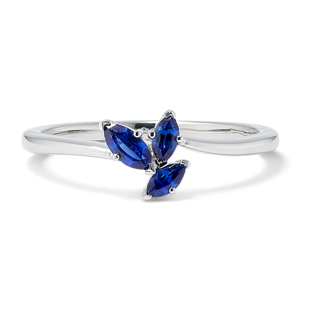 Flower Petals Sapphire Ring in Sterling Silver