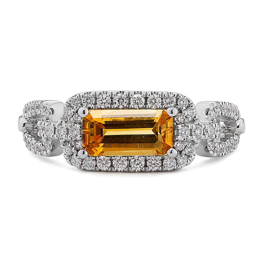 Marigold Citrine & Diamond Halo Ring
