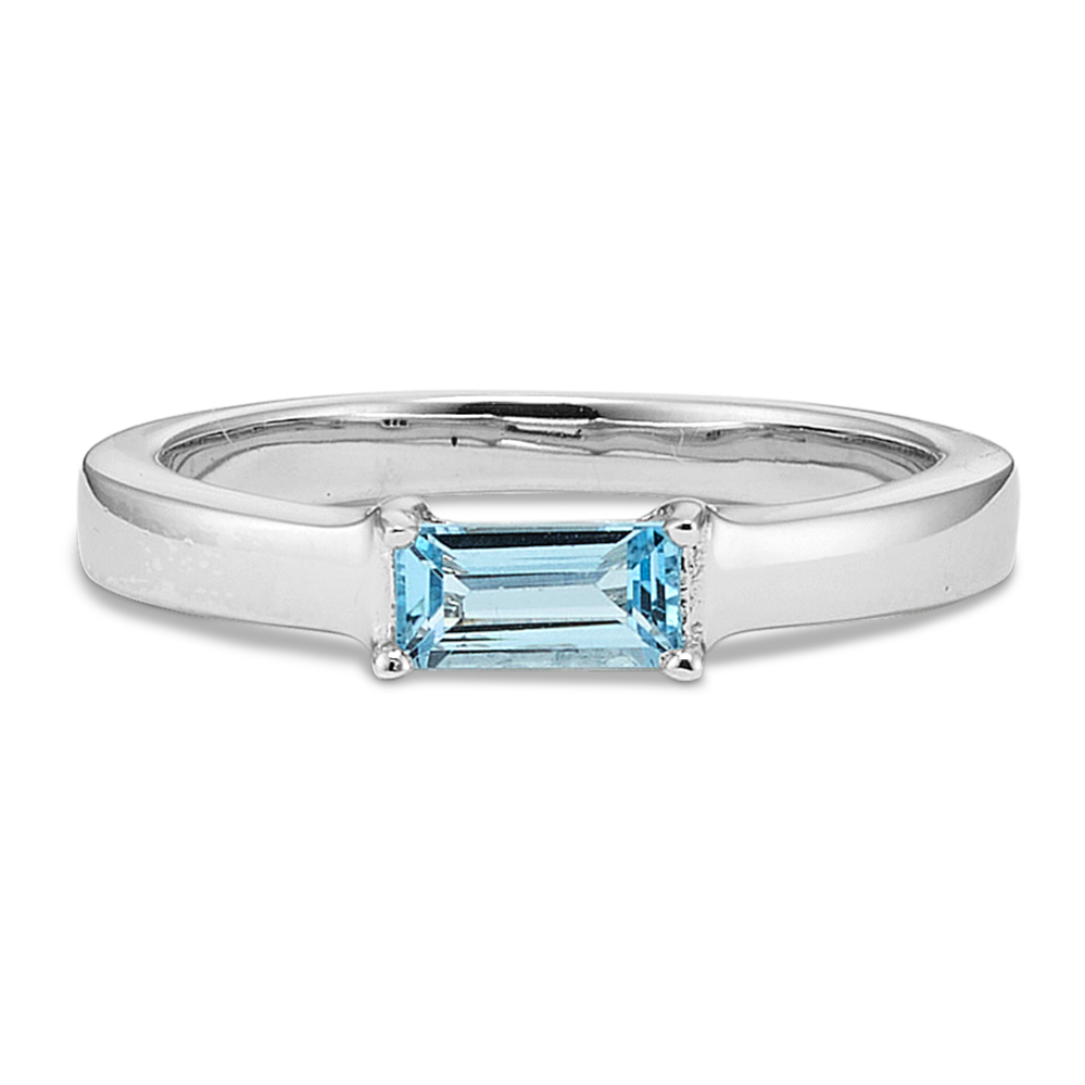 Baguette Sky Blue Topaz Ring in Sterling Silver