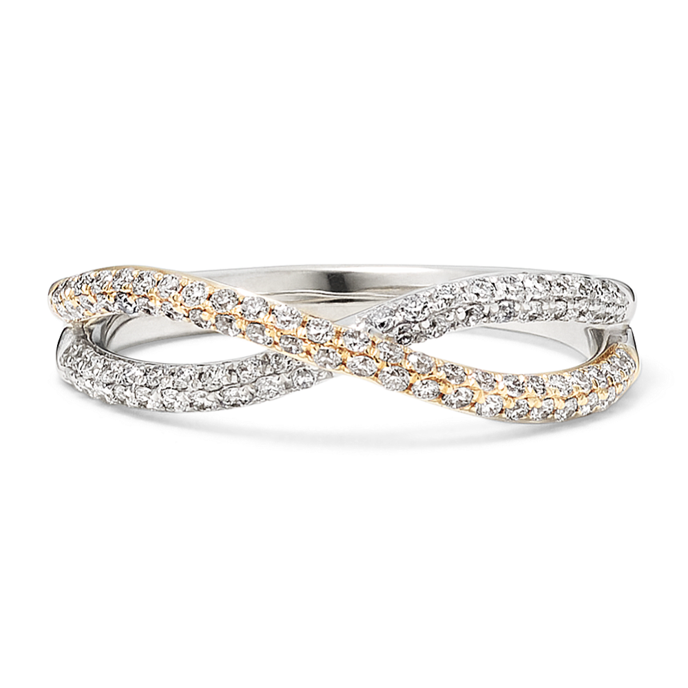 Two-Tone Crossover Diamond Pave Band