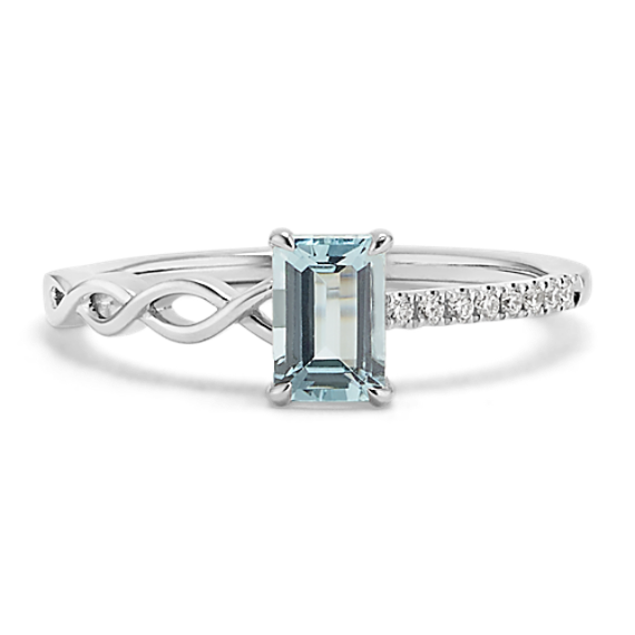 Asymmetrical Aquamarine & Diamond Ring