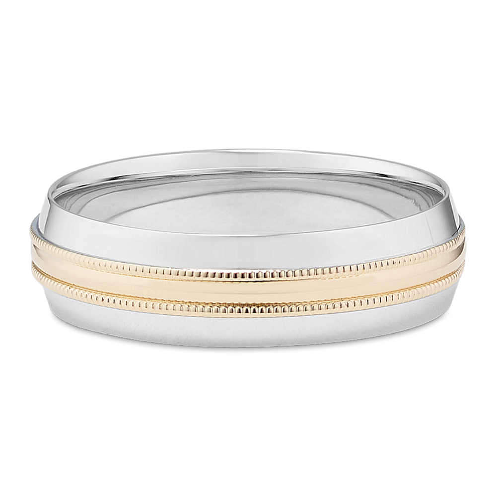 14K Two-Tone Gold Milgrain Band (6mm)