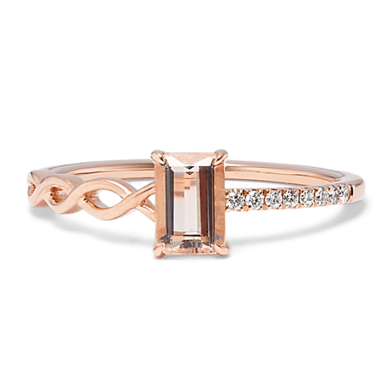Asymmetrical Morganite & Diamond Ring