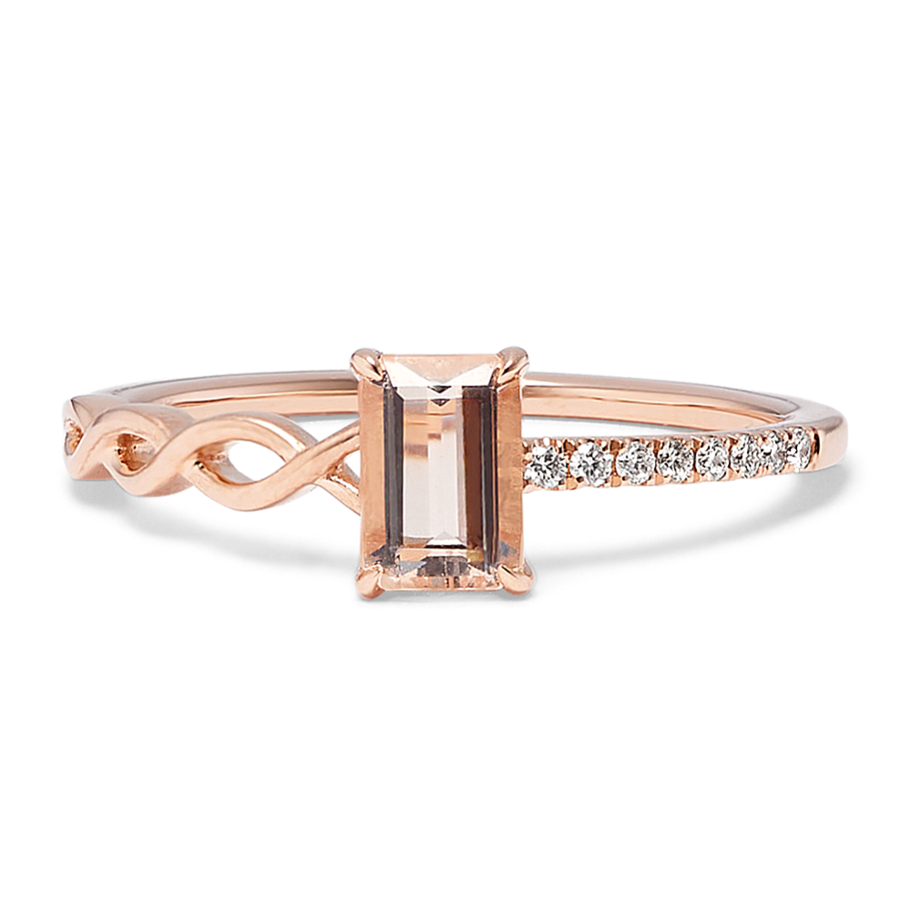 Asymmetrical Morganite & Diamond Ring