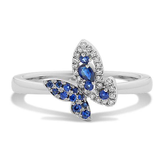 Sapphire & Diamond Butterfly Ring