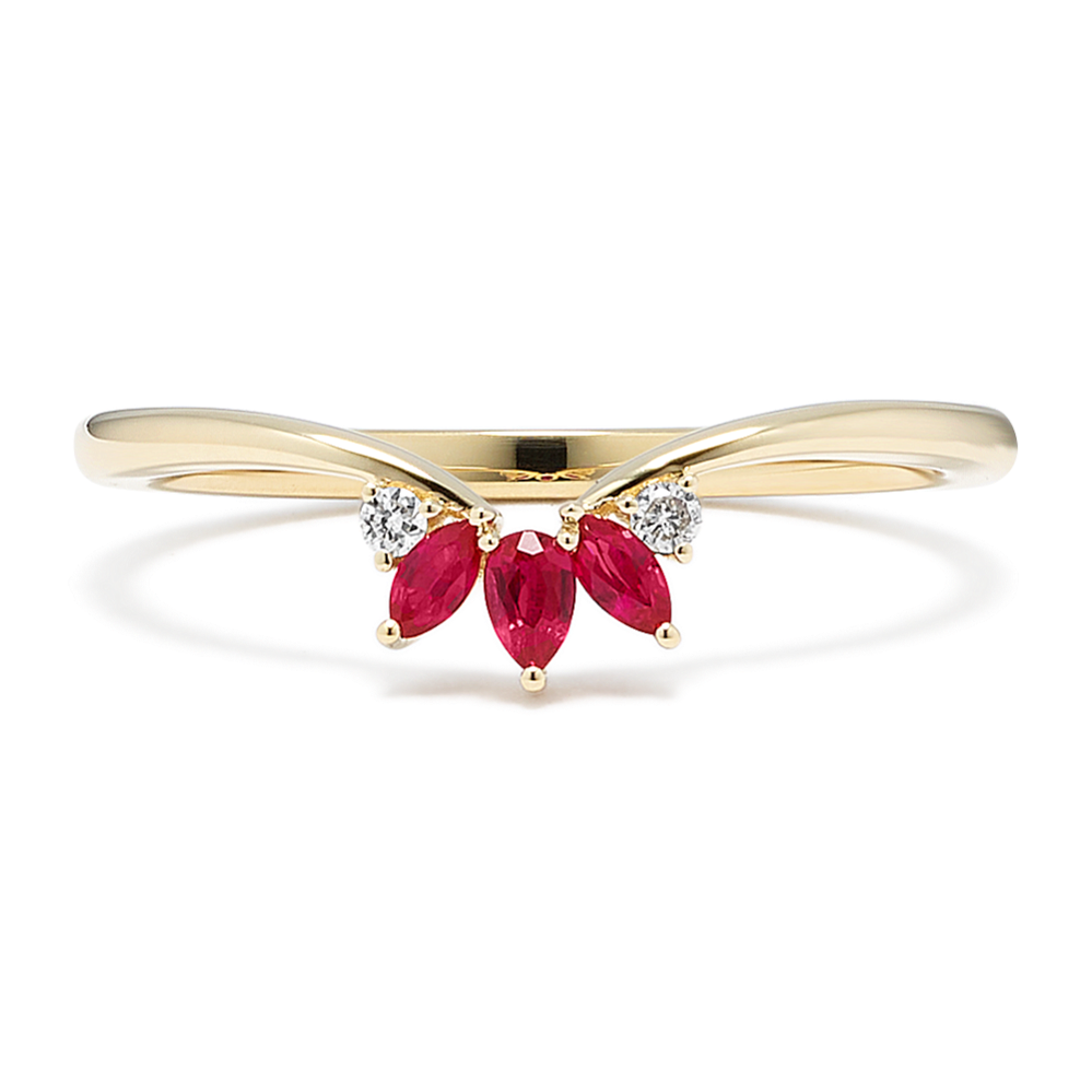 Rosalind Ruby & Diamond Contour Ring
