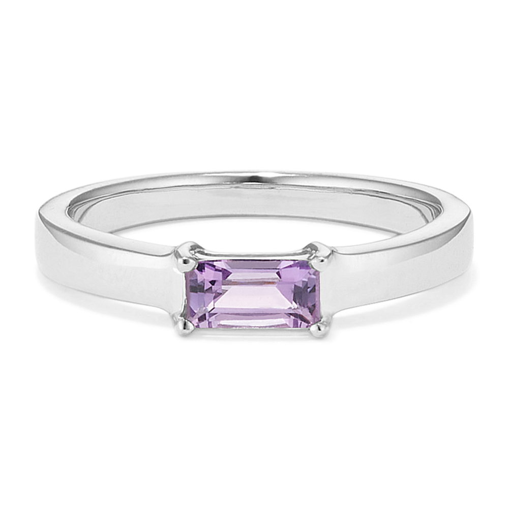 Baguette Amethyst Ring in Sterling Silver