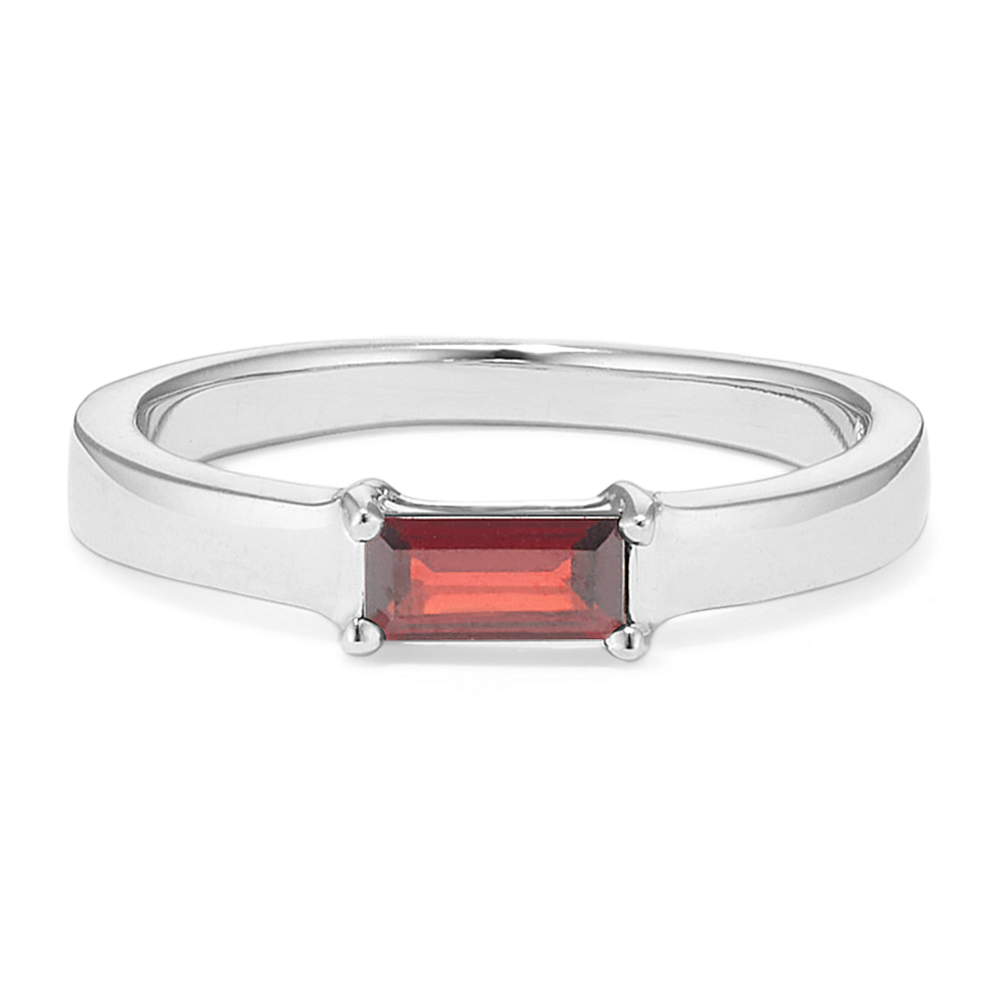 Baguette Garnet Ring in Sterling Silver