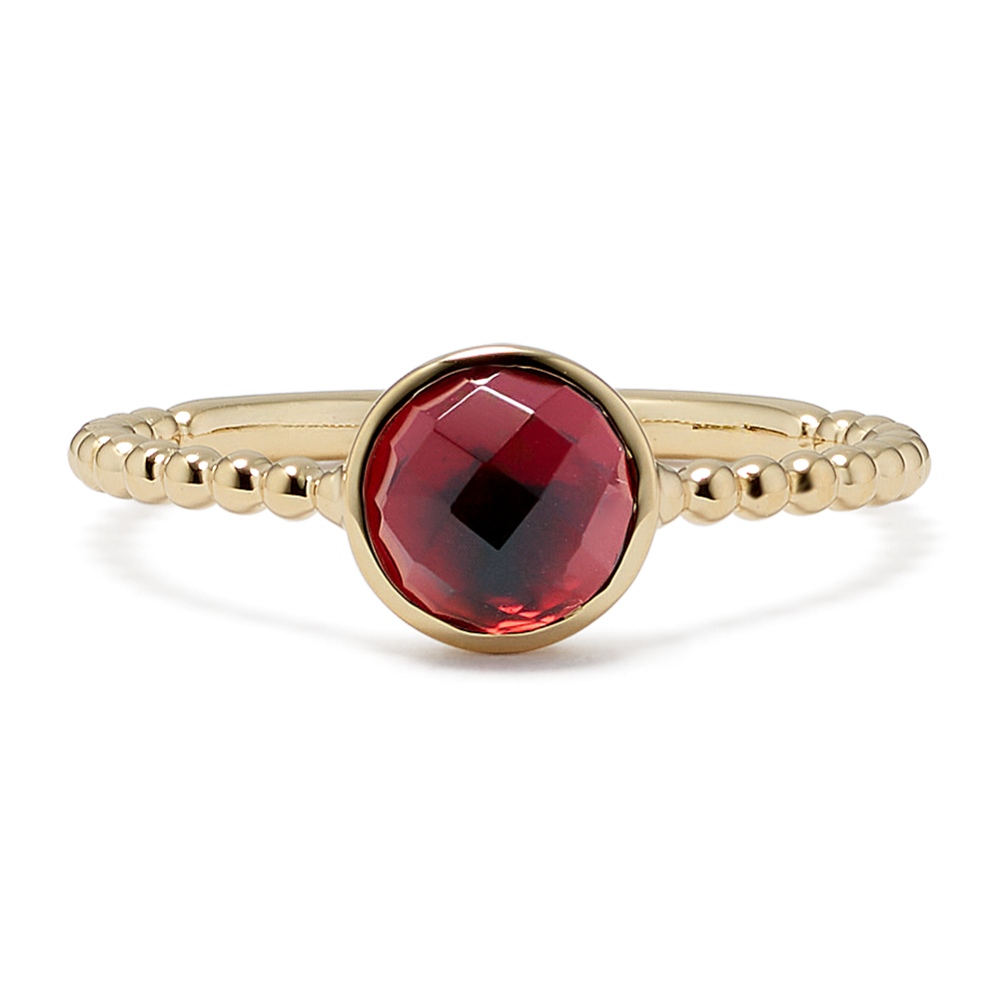 Bezel-Set Round Garnet Ring