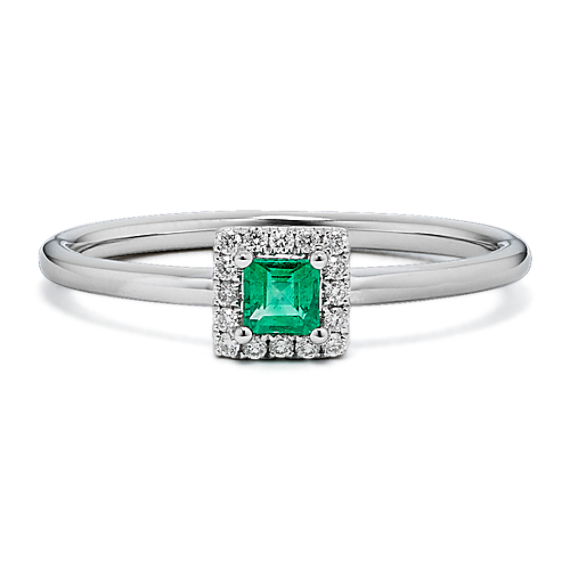 Quadra Emerald & Diamond Halo Ring