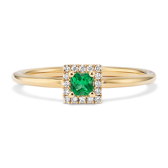 Quadra Emerald & Diamond Halo Ring