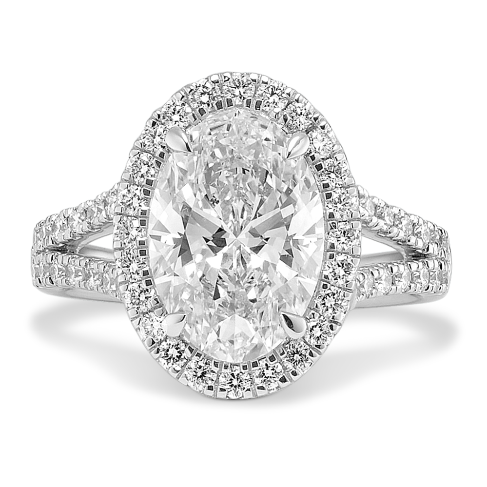 Oval 3 1/2ct Lab-Grown Diamond Halo Ring