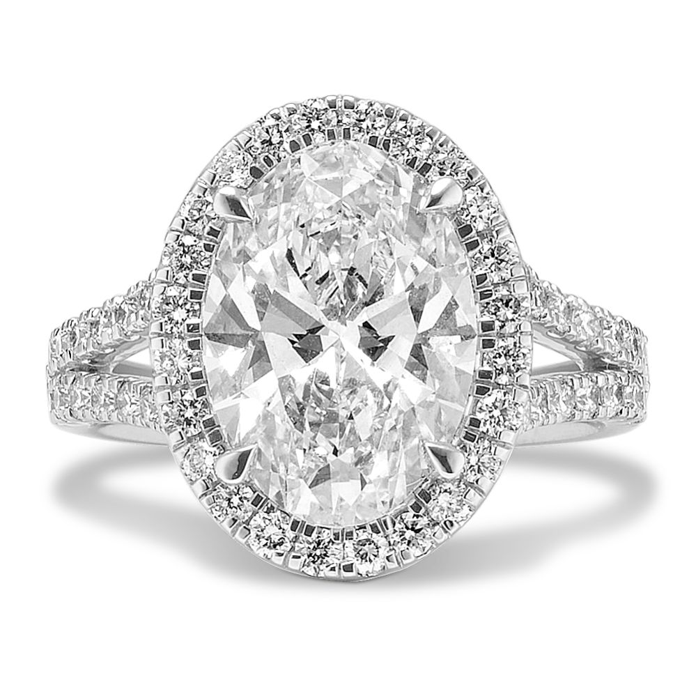 Oval 4 3/4ct Lab-Grown Diamond Halo Ring
