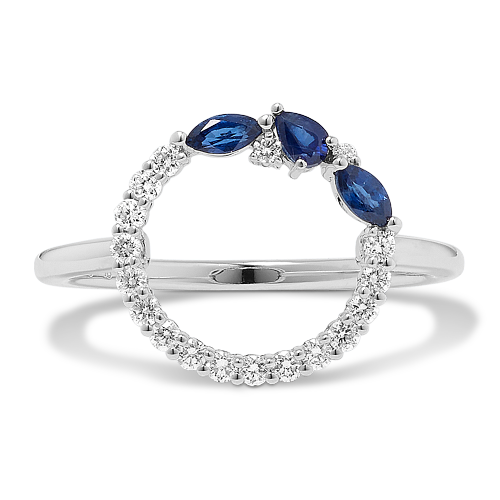 Blue & White Sapphire Circle Ring