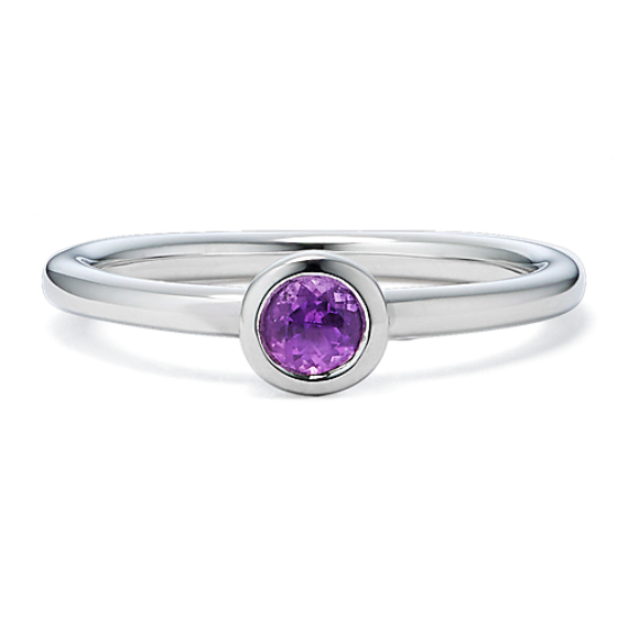 Bezel-Set Amethyst Ring - Sterling Silver