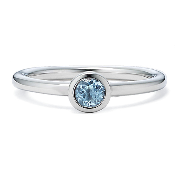 Bezel-Set Aquamarine Ring - Sterling Silver