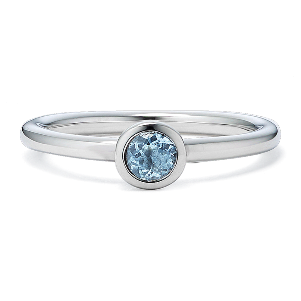 Bezel-Set Aquamarine Ring - Sterling Silver