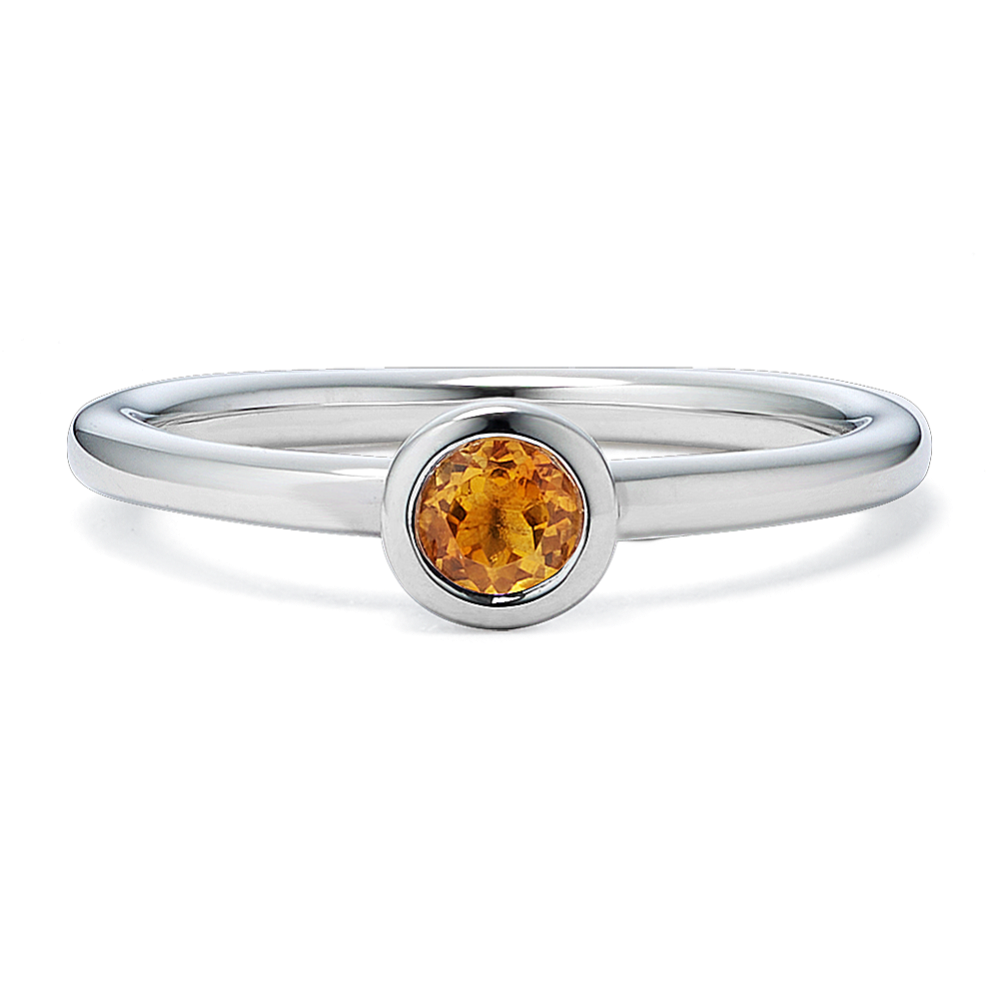 Bezel-Set Citrine Ring - Sterling Silver