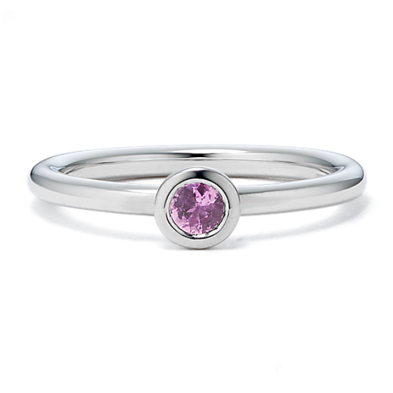 Bezel-Set Pink Sapphire Ring - Sterling Silver