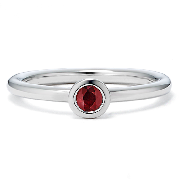Bezel-Set Ruby Ring - Sterling Silver