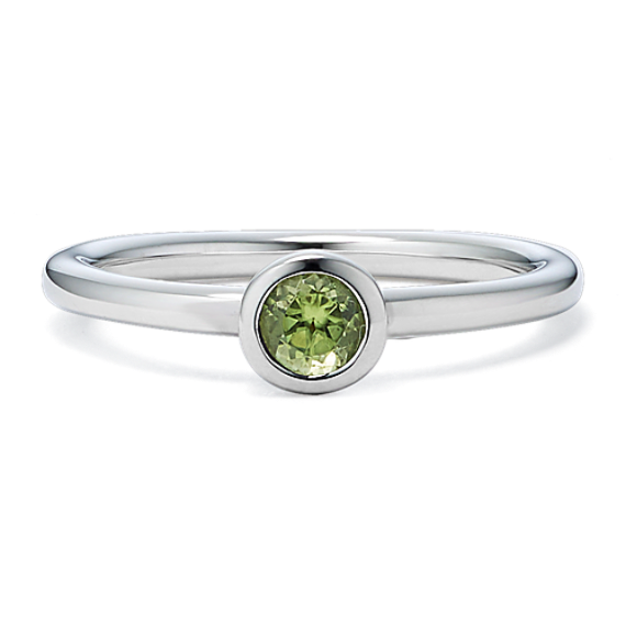 Bezel-Set Peridot Ring - Sterling Silver