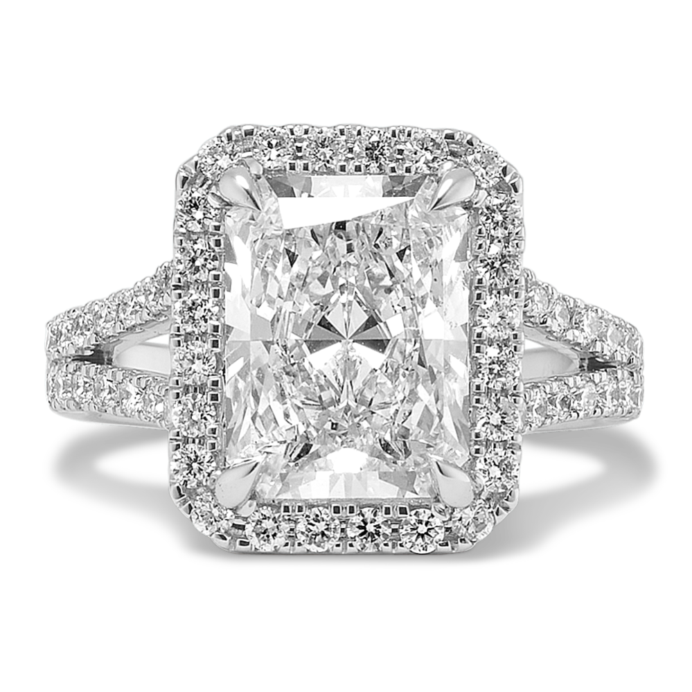 Radiant Cut 4 3/4ct Lab-Grown Diamond Halo Ring