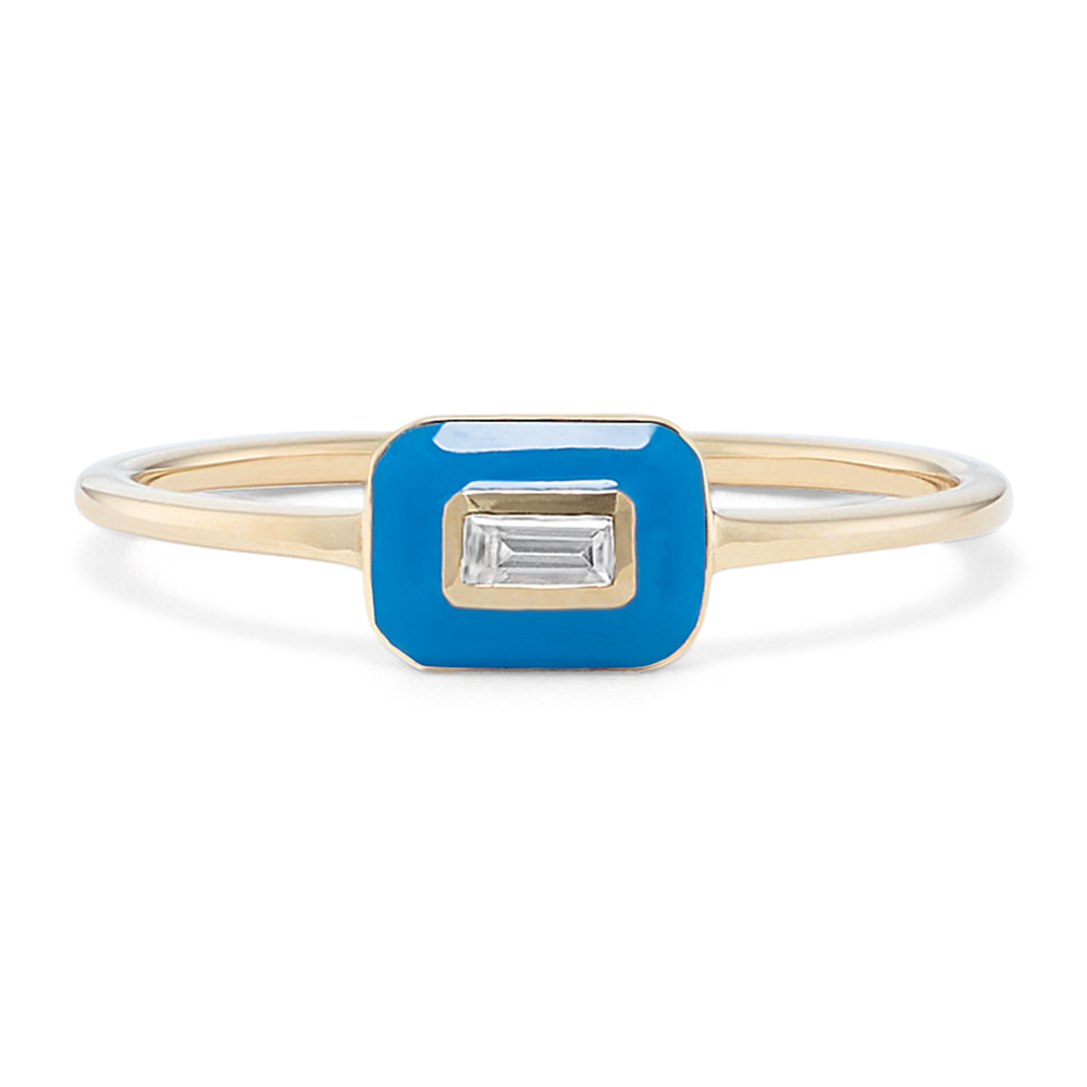Baguette Sapphire & Blue Enamel Ring