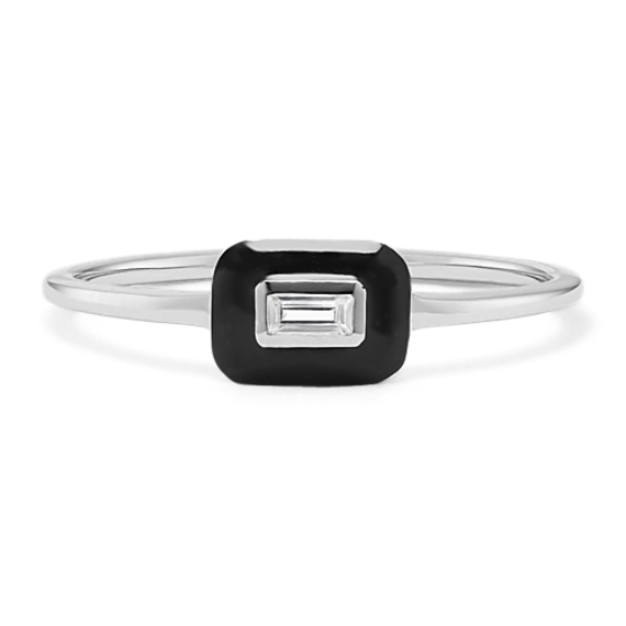 Baguette Sapphire & Black Enamel Ring
