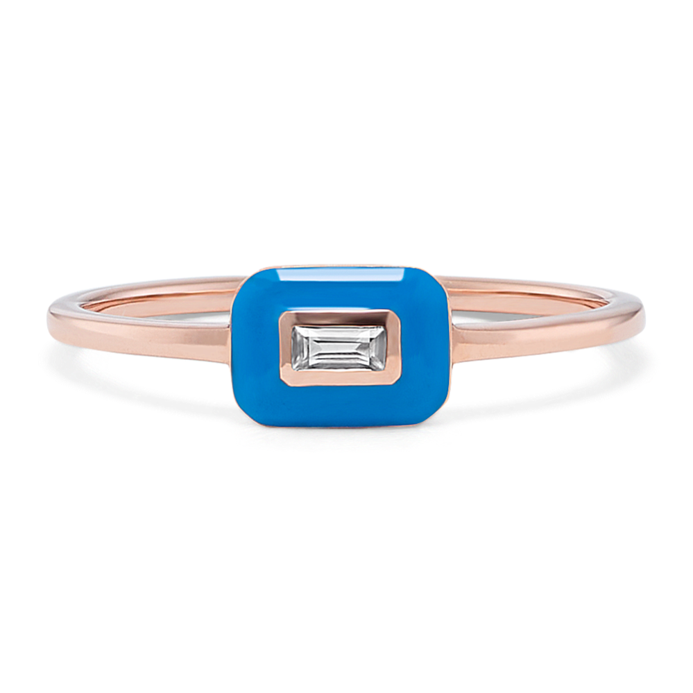 Baguette Sapphire & Blue Enamel Ring