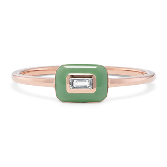 Baguette Sapphire & Green Enamel Ring