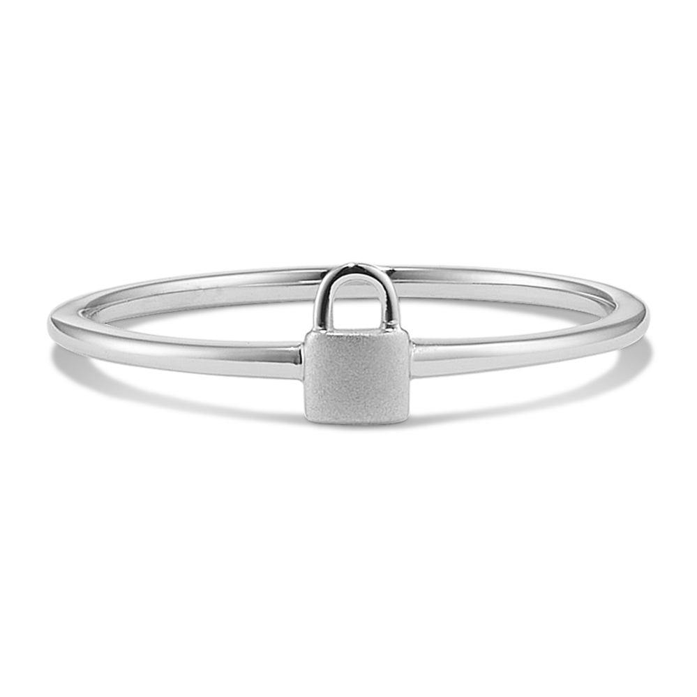 14K White Gold Padlock Ring