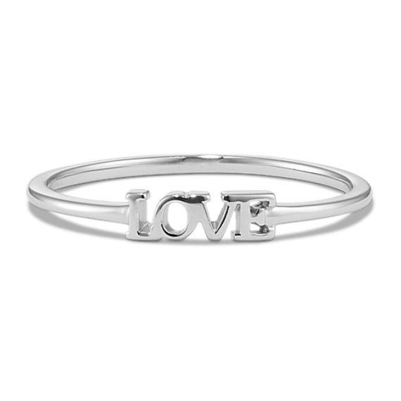 14K White Gold Love Ring