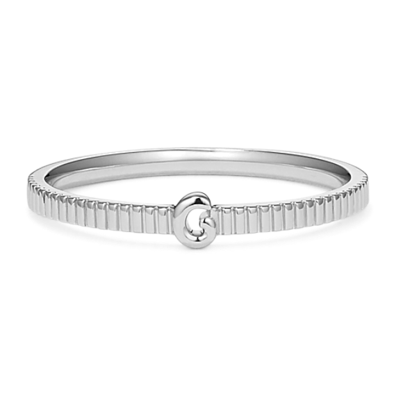 Letter G Fluted 14K White Gold Ring