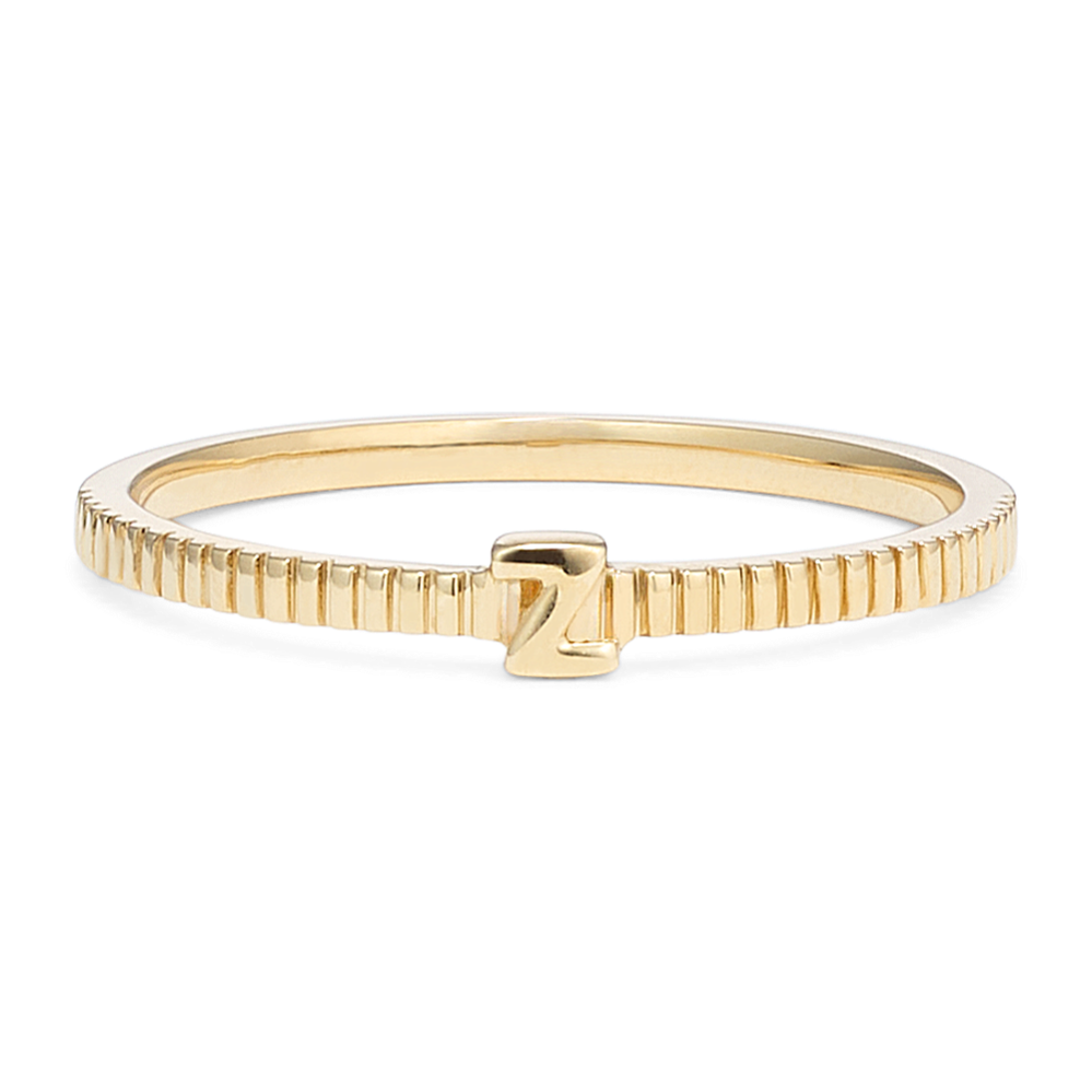 Letter Z Fluted 14K Yellow Gold Ring | Shane Co.