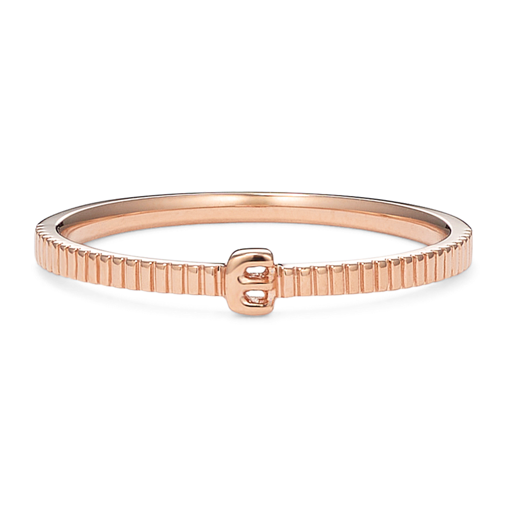 Letter E Fluted 14K Rose Gold Ring