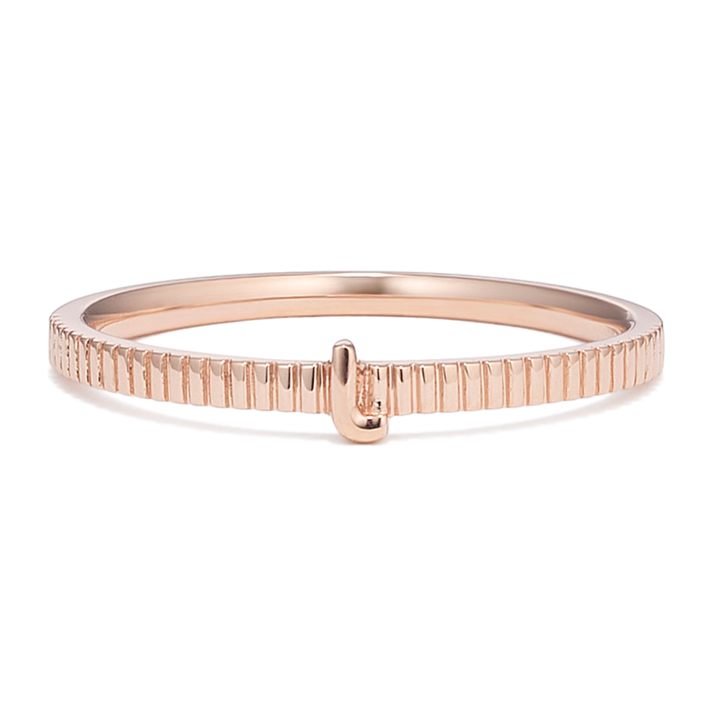 Letter L Fluted 14K Rose Gold Ring