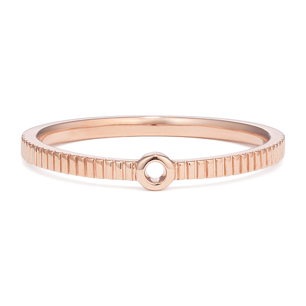 Letter O Fluted 14K Rose Gold Ring