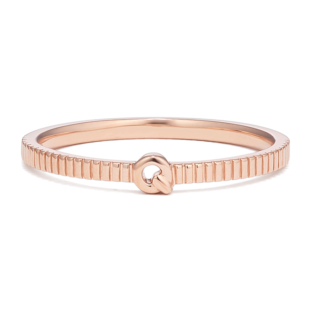 Letter Q Fluted 14K Rose Gold Ring
