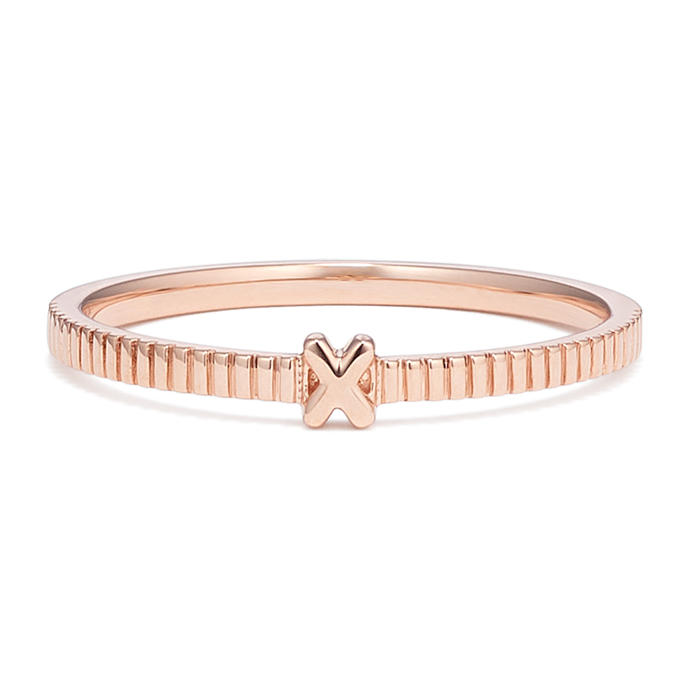 Letter X Fluted 14K Rose Gold Ring
