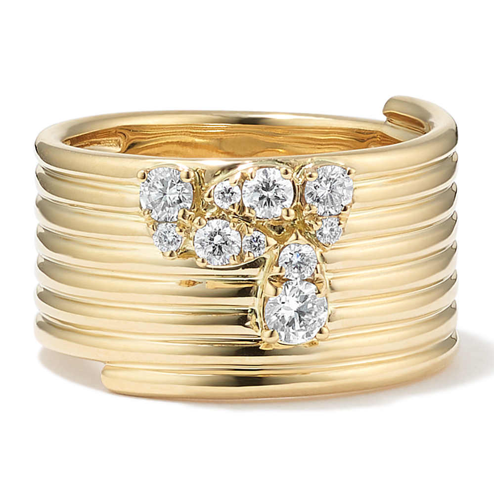 Diamond Cluster Coil Ring