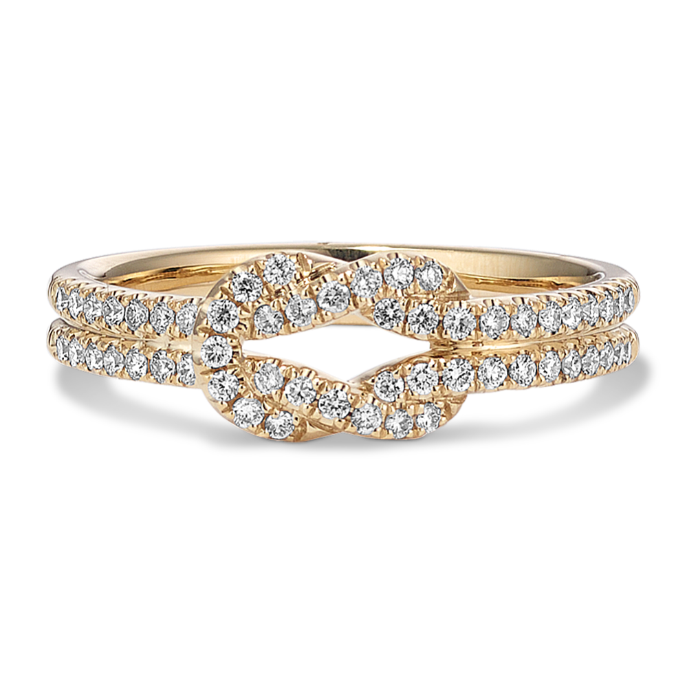 Square Knot Diamond Pave Ring