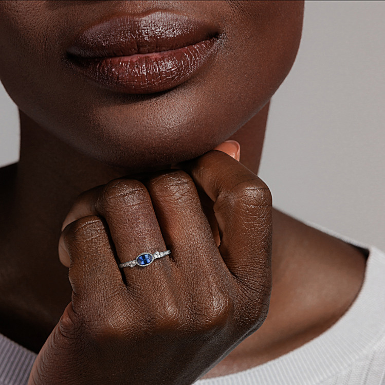 Amazon.com: KnBoB Ring 18K White Gold for Women, Sapphire