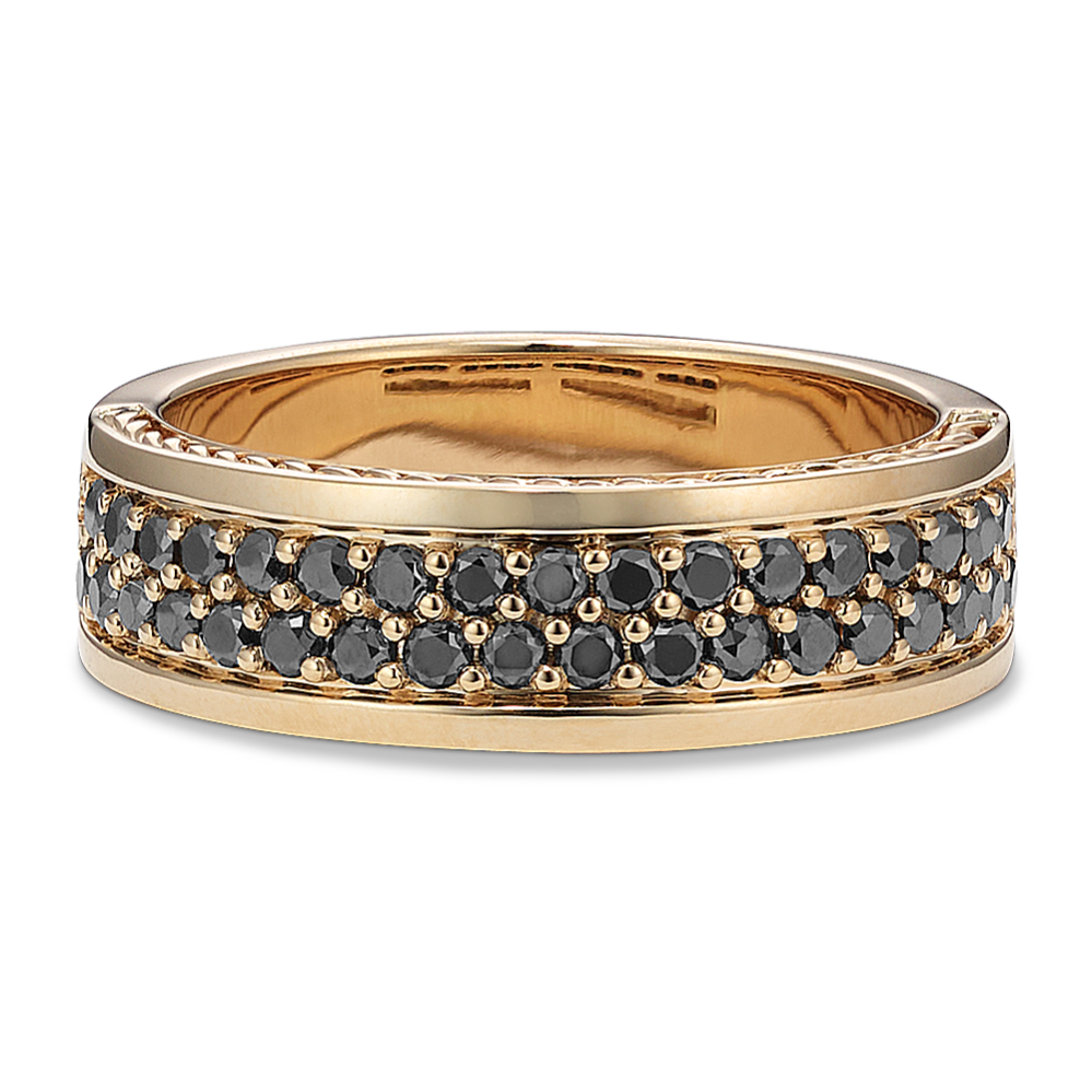 Nightscape 14K Gold & Black Diamond Band (7mm)