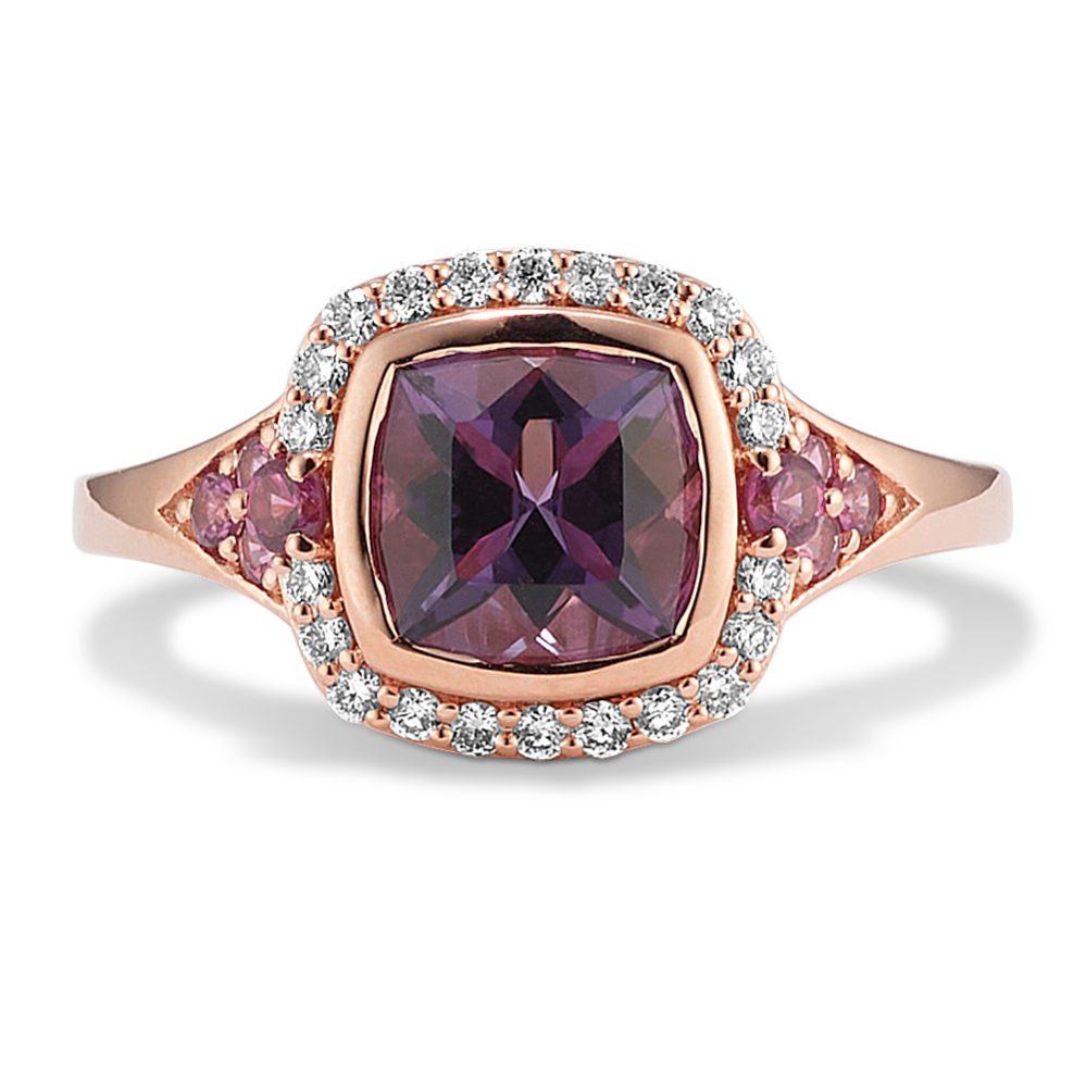 Rhiannon Amethyst, Rhodolite & Diamond Ring