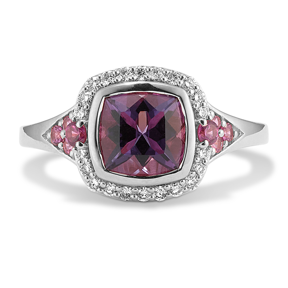 Rhiannon Amethyst, Rhodolite & Diamond Ring