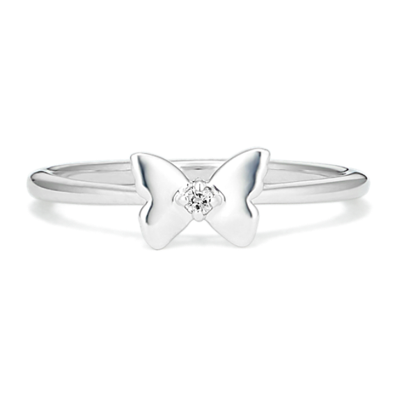 Butterfly Diamond Ring in Sterling Silver