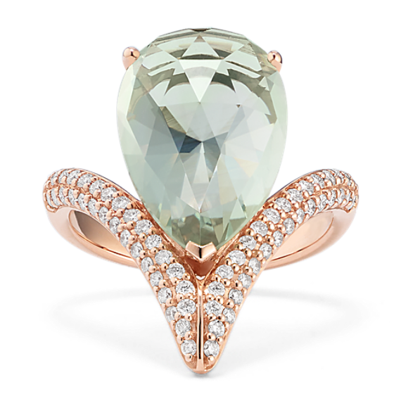 Sugar-Plum Green Quartz & Diamond Ring