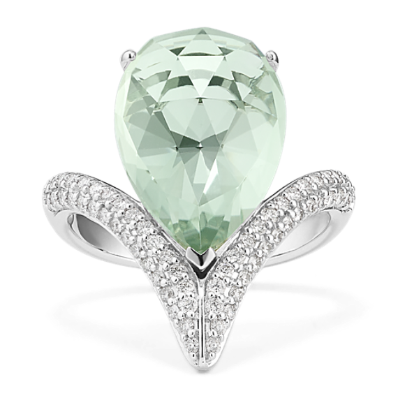 Sugar-Plum Green Quartz & Diamond Ring