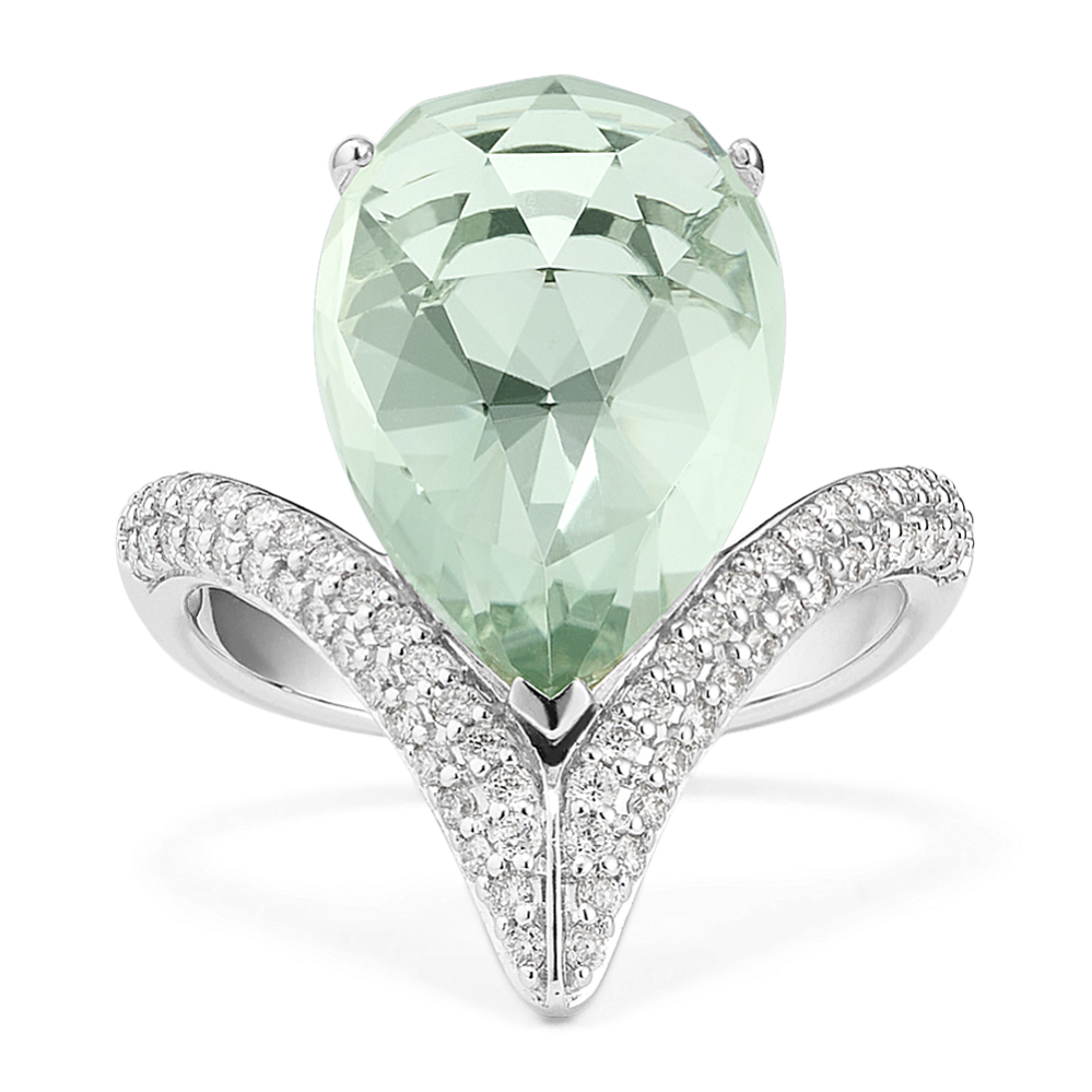 Sugar-Plum Green Quartz & Diamond Ring