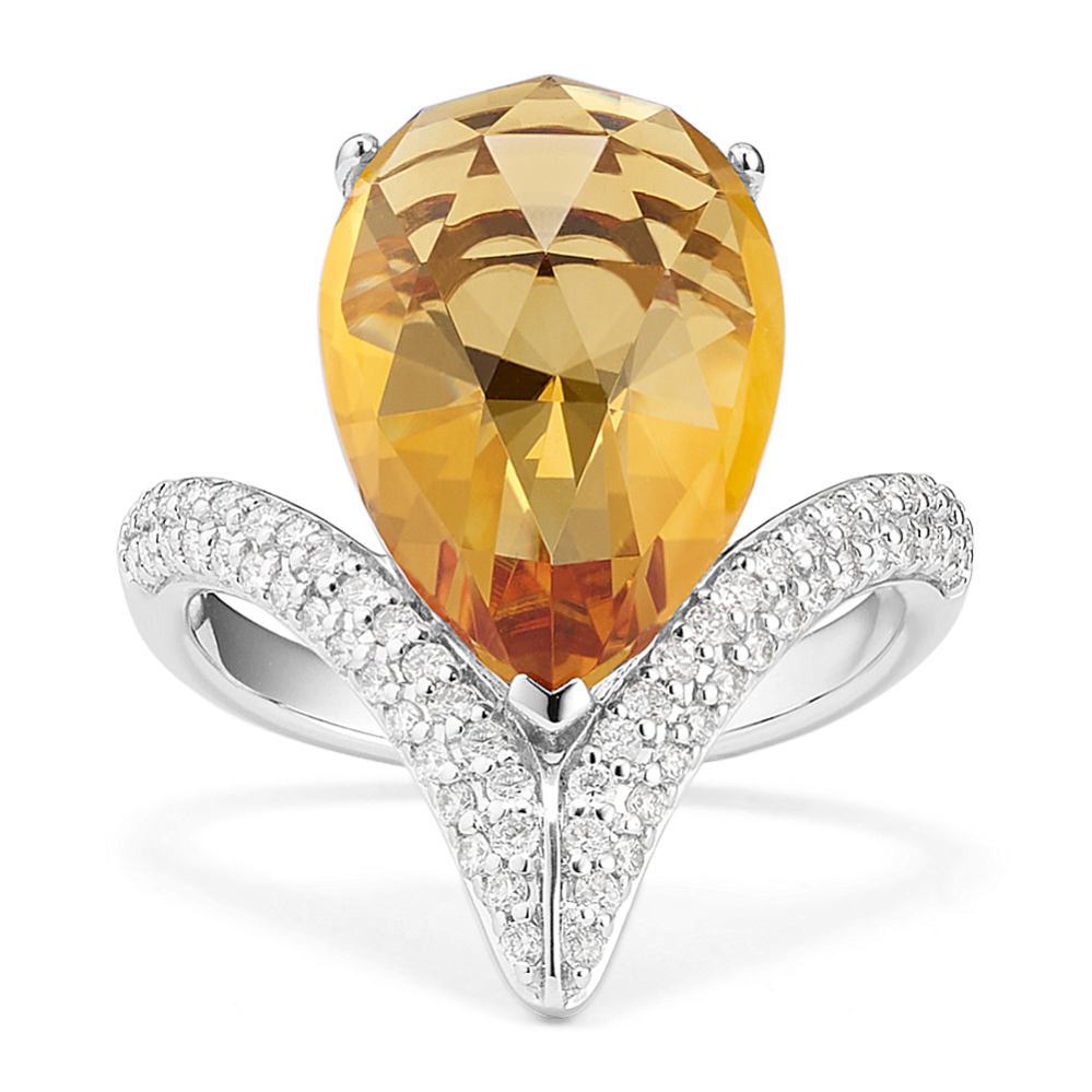 Sugar-Plum Citrine & Diamond Ring